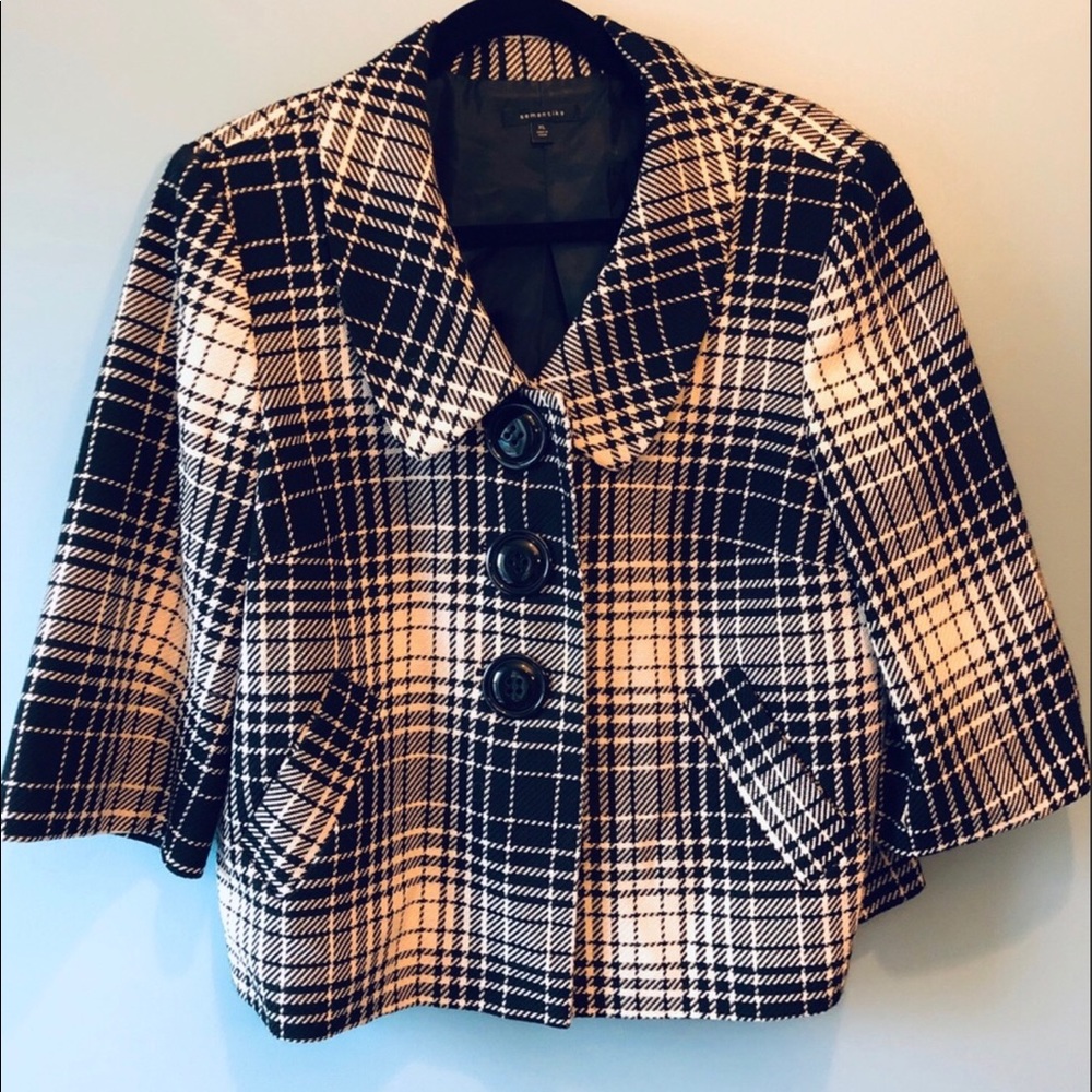 Semantiks cropped blazer checkered, houndstooth medium